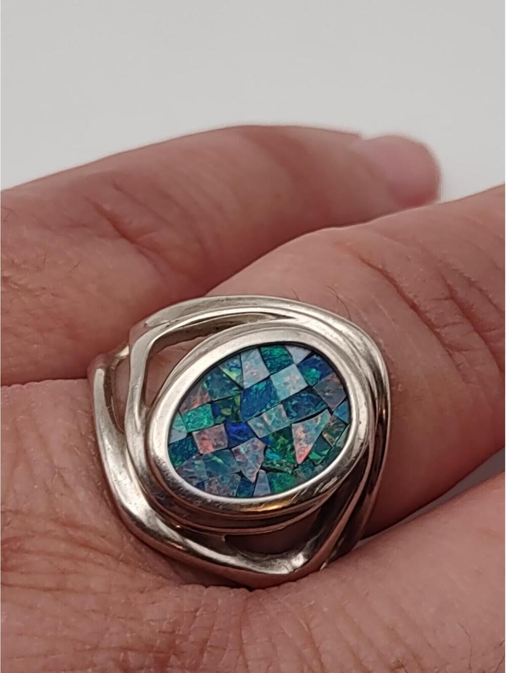 Whitney Kelly Opal Mosaic Ring Sterling Sz 9 Bold